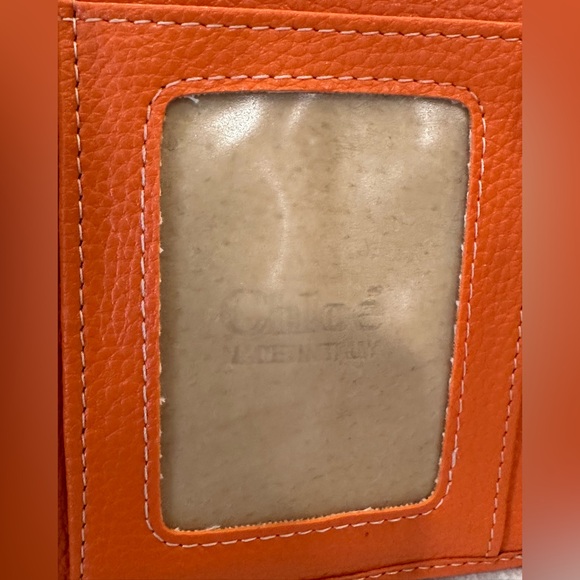 Chloe Vintage Orange Trifold Wallet Gold Accents - Picture 12 of 16